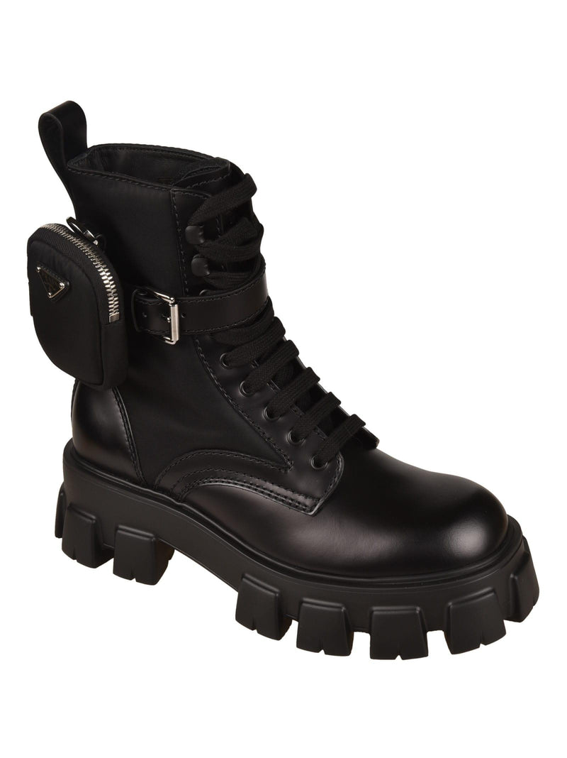 Prada Strapped Pouch Combat Boots - Men