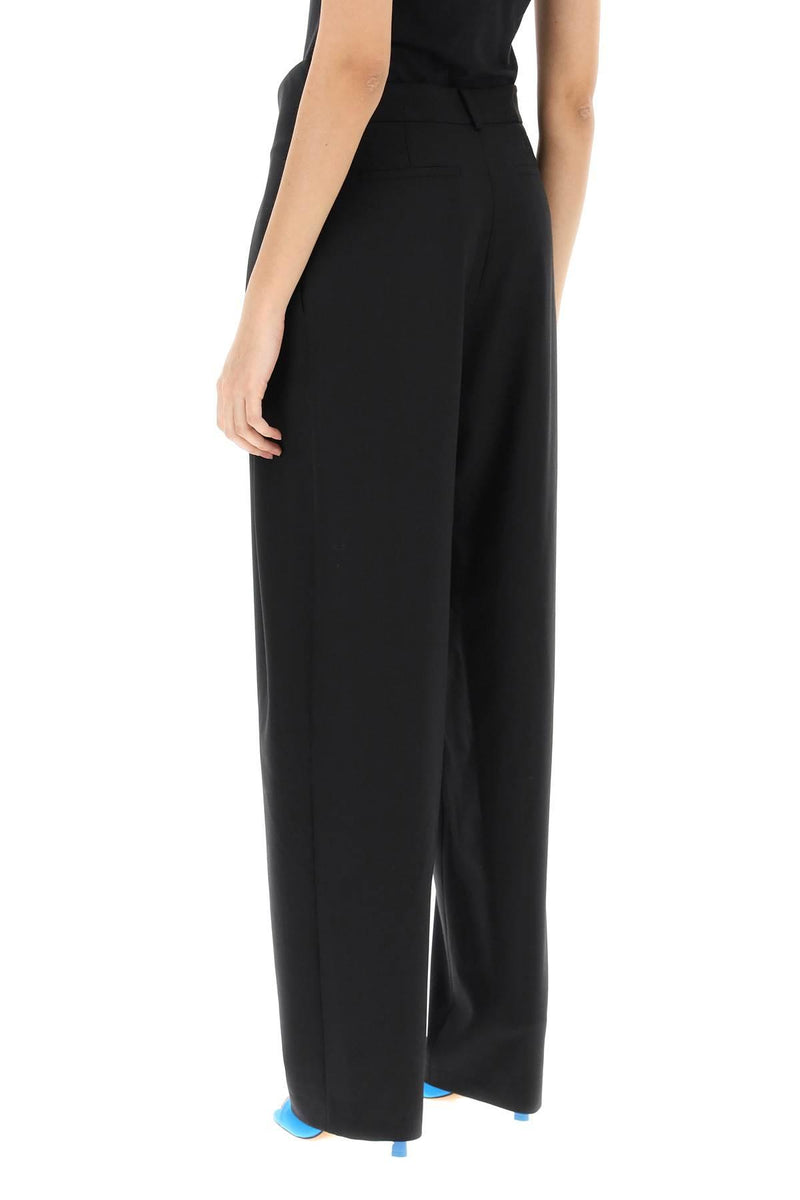 Off-White High Waisted Tailored Trousers In Black Wool Blend - Women - Piano Luigi