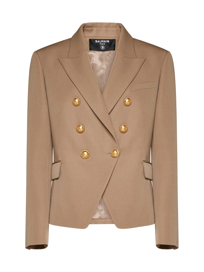 Balmain Beige Wool Blazer Jacket - Women - Piano Luigi