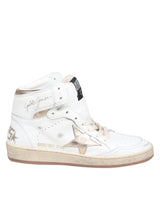 Golden Goose Sky Star Sneakers In Leather With Gold Laminated Star - Women - Piano Luigi