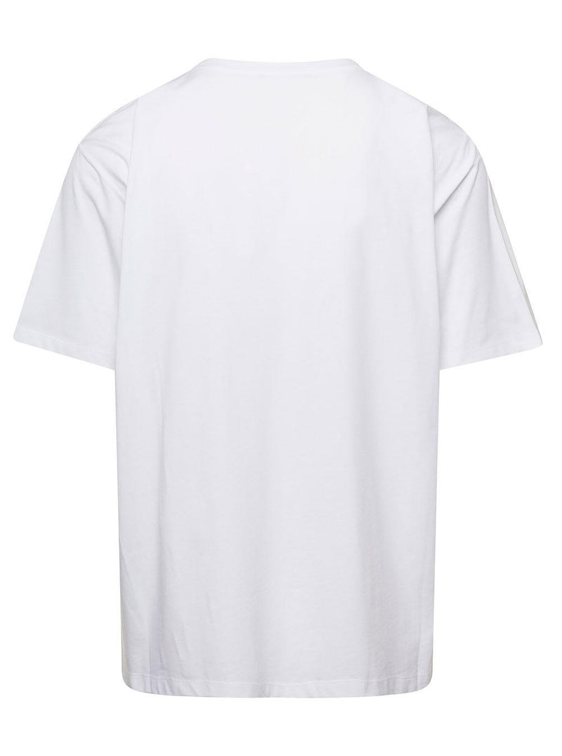 Balmain White Crewneck T-shirt With Contrasting Logo Lettering Print In Cotton Man - Men - Piano Luigi