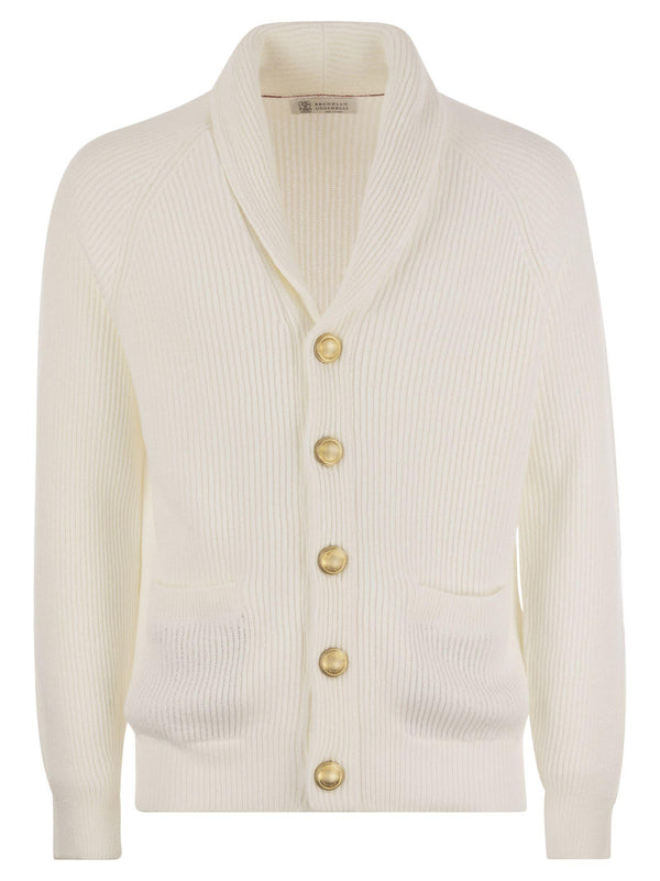 Brunello Cucinelli Pure Cotton Ribbed Cardigan With Metal Button Fastening - Men - Piano Luigi