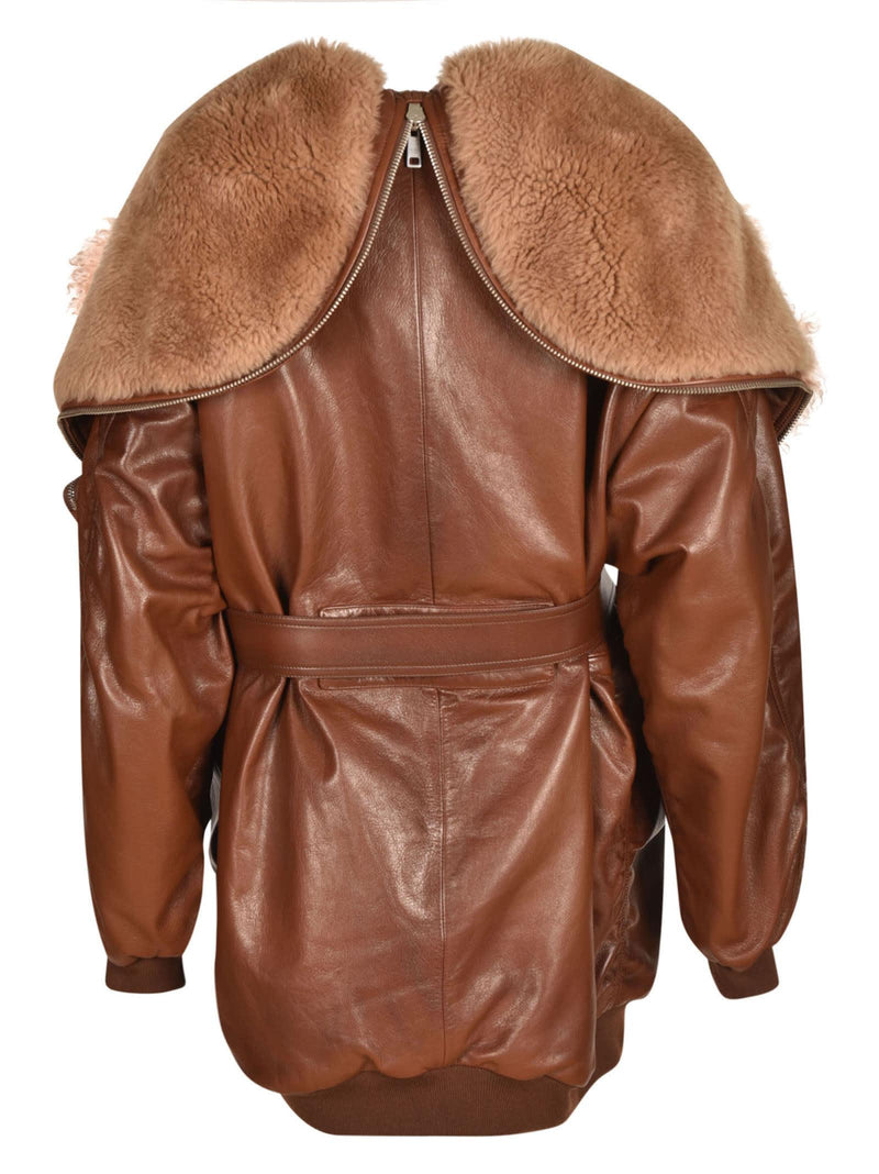 Prada Furred Hood Zip Belted Coat - Women - Piano Luigi