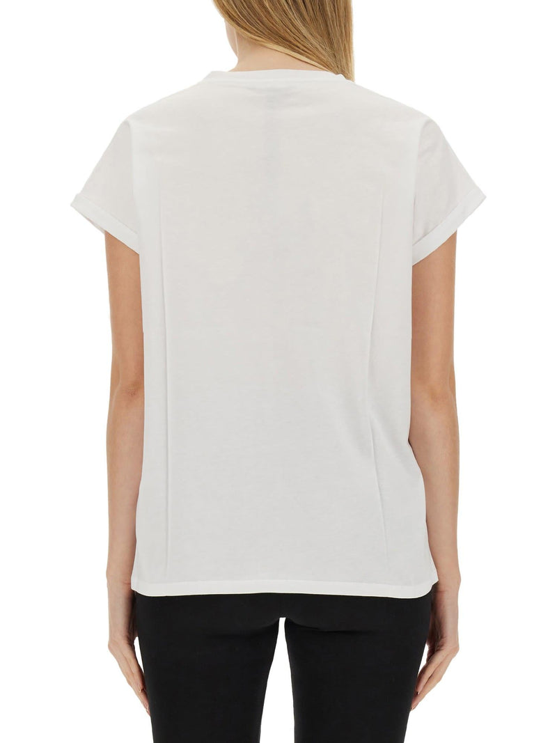 Balmain Flocked Logo T-shirt - Women - Piano Luigi