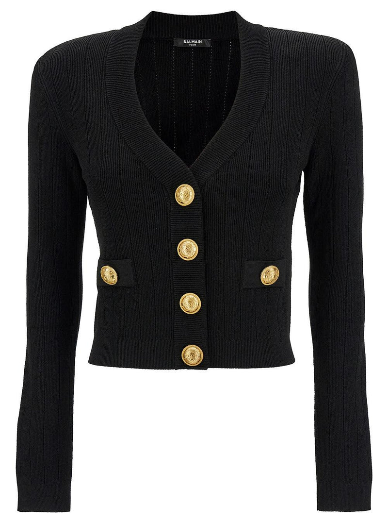 Balmain Buttoned Knit Crop Cardigan - Women - Piano Luigi