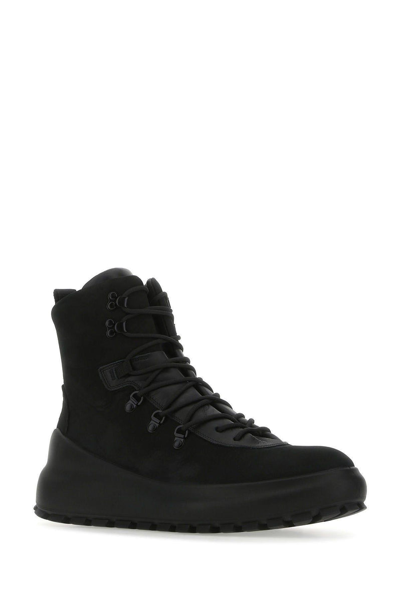 Stone Island Black Leather Boots - Men - Piano Luigi