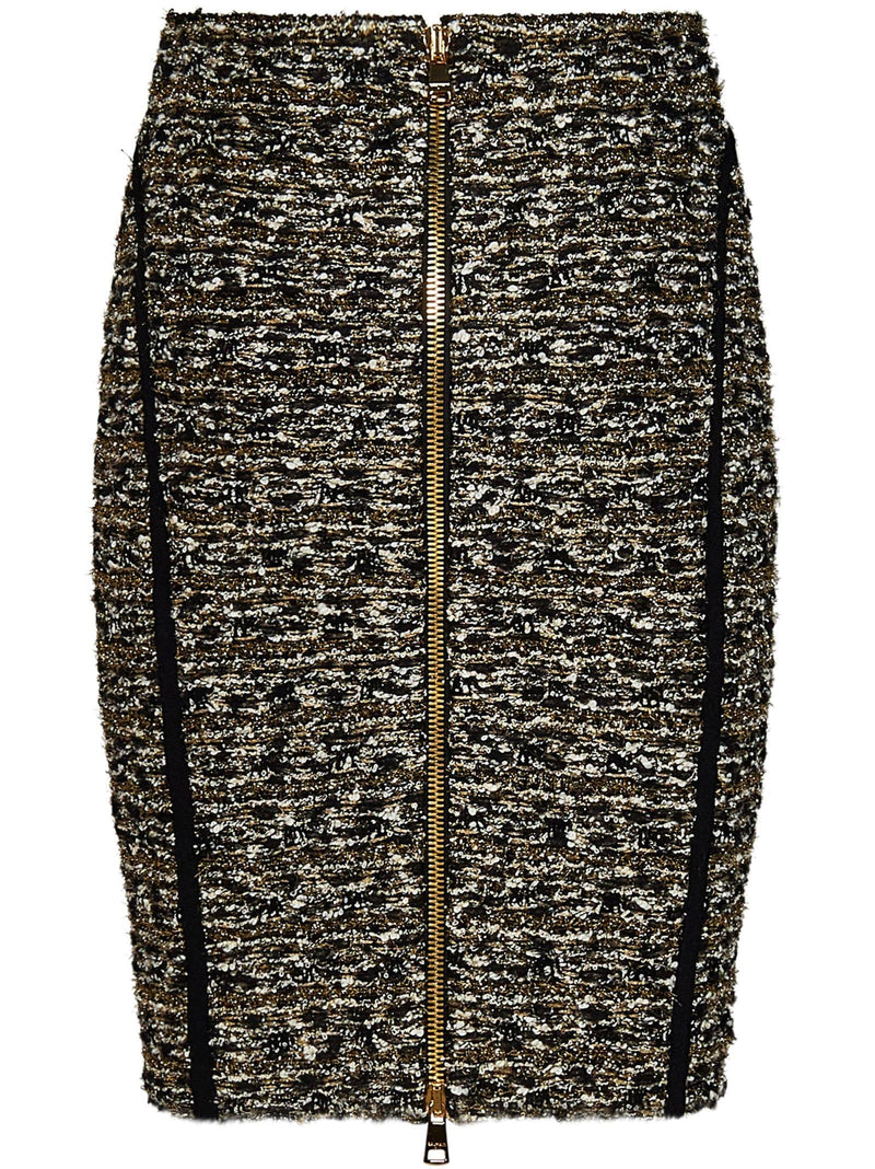 Balmain Hw Tweed Knee Skirt - Women - Piano Luigi