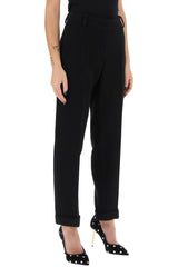 Balmain Cuffed Wool Crepe Trousers - Women - Piano Luigi