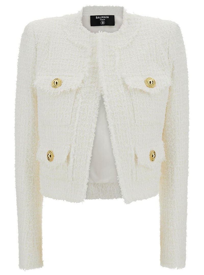 Balmain Collarless 4 Pkts Tweed Jacket - Women - Piano Luigi