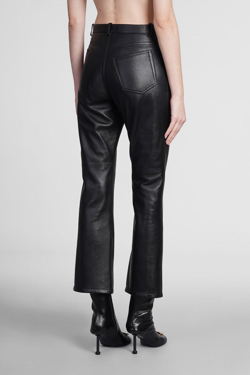 Balenciaga Pants In Black Leather - Women - Piano Luigi