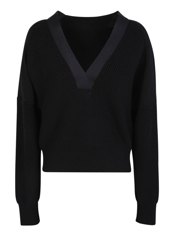 Moncler Black V-neck Wool Sweater - Women - Piano Luigi