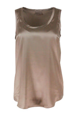 Brunello Cucinelli Sleeveless Round Neck Top In Stretch Silk - Women - Piano Luigi