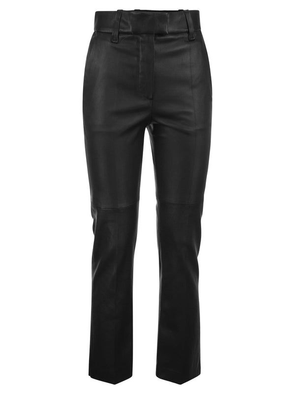 Brunello Cucinelli Stretch Nappa Leather Cigarette Trousers - Women - Piano Luigi