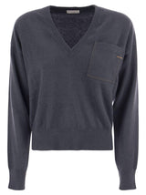 Brunello Cucinelli Cashmere Sweater With Pocket - Women - Piano Luigi