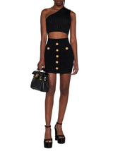 Balmain Black Knit Short Skirt With Gold Buttons - Women - Piano Luigi