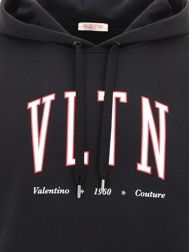 Valentino Vltn Logo Printed Long-sleeved Hoodie - Men - Piano Luigi