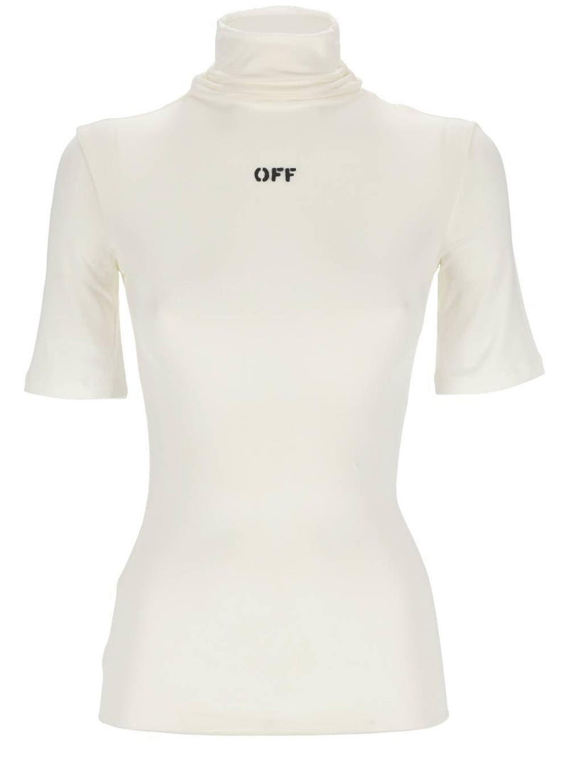 Off-White Logo Printed Turtleneck Top - Women - Piano Luigi