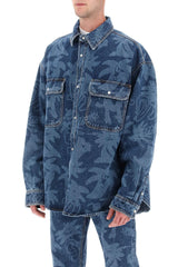 Palm Angels palmity Overshirt In Denim With Laser Print All-over - Men - Piano Luigi