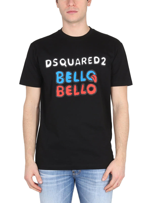 Dsquared2 bello Bello Black Printed T-shirt In Jersey Man - Men - Piano Luigi