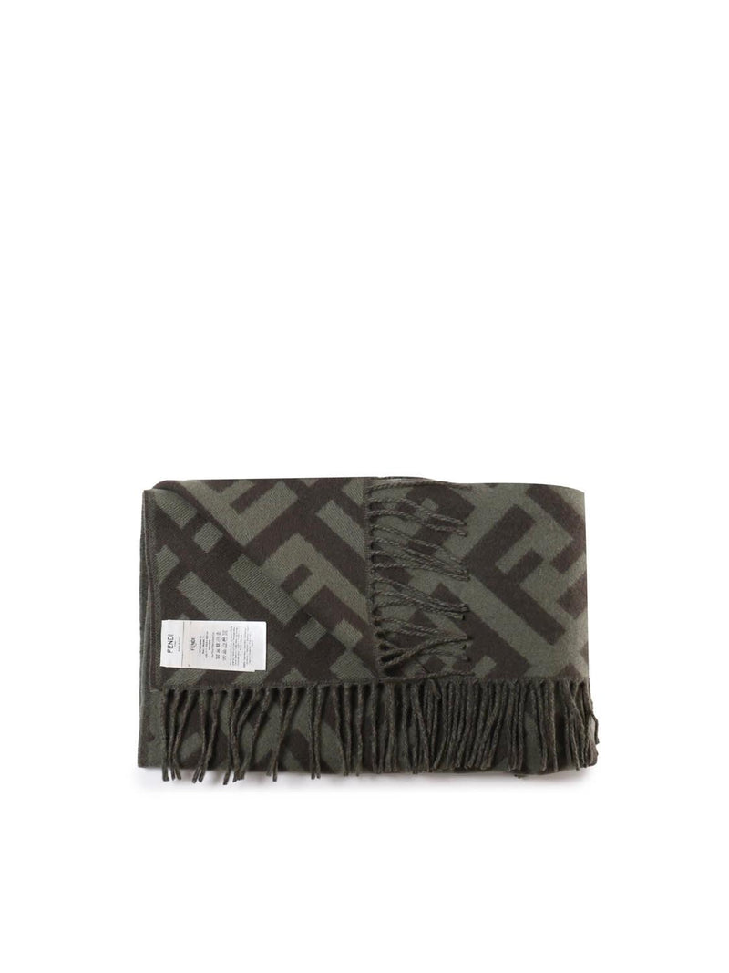 Fendi Logo Wool Scarf With Fringes - Women - Piano Luigi