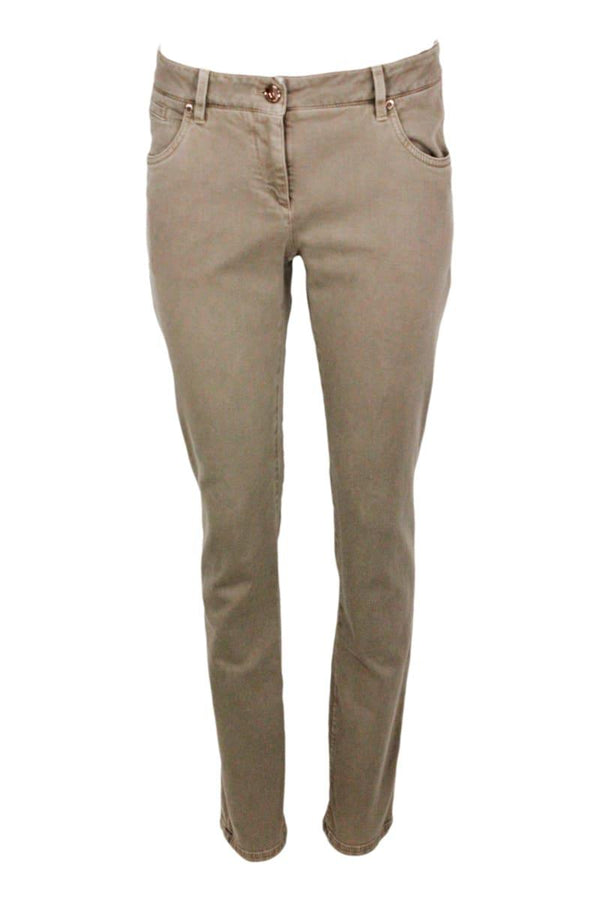 Brunello Cucinelli Five-pocket Garment-dyed Stretch Denim Trousers. Slim Model - Women - Piano Luigi