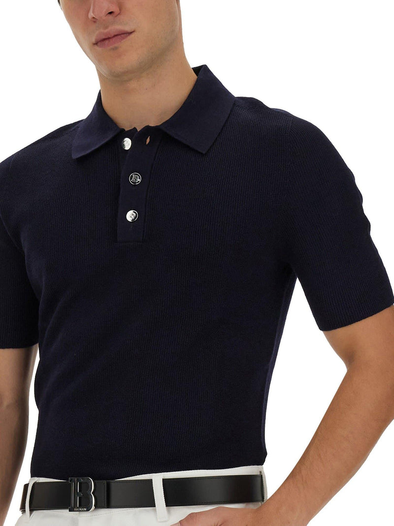 Balmain Polo With Logo Patch - Men - Piano Luigi