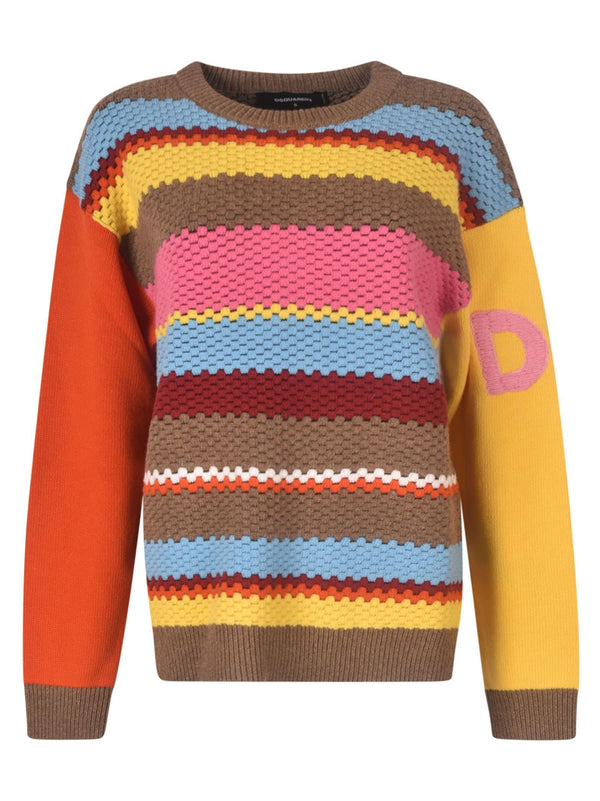 Dsquared2 Stripe Patterned Rib Knit Sweater - Women - Piano Luigi