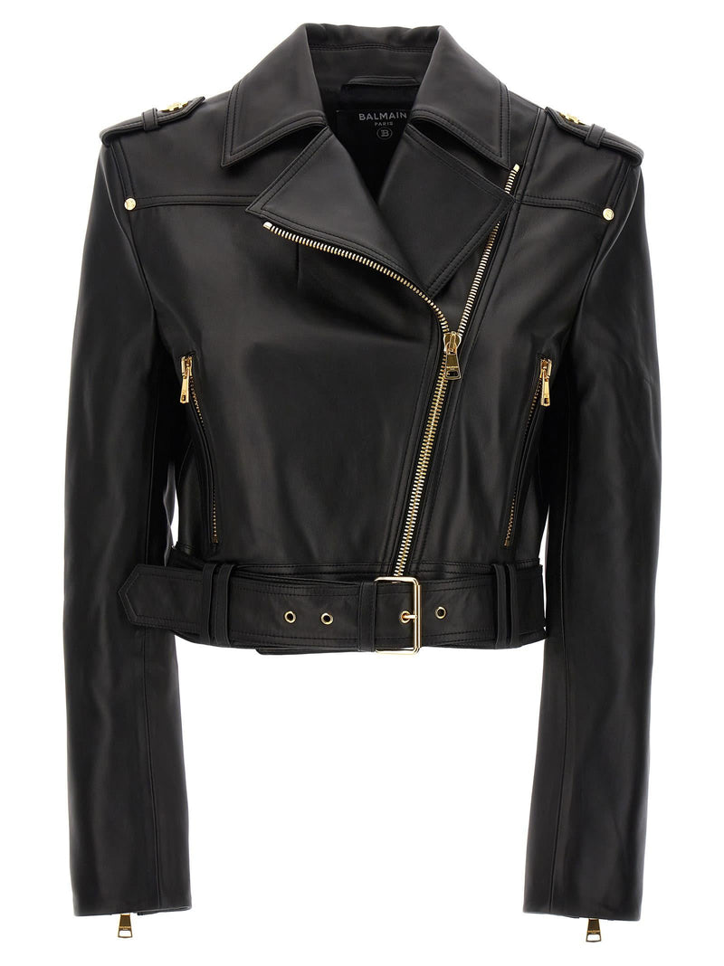 Balmain Leather Biker Jacket - Women - Piano Luigi