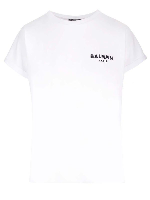 Balmain Flocked Logo T-shirt - Women - Piano Luigi