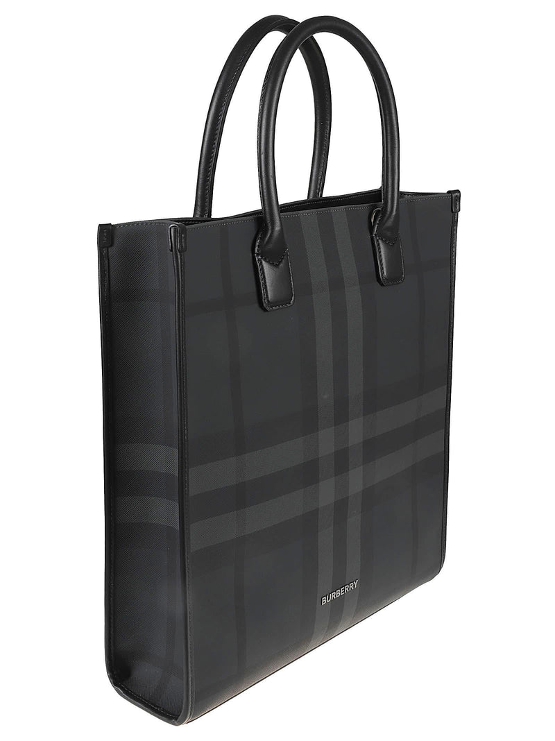 Burberry Round Top Handle Checked Tote - Men - Piano Luigi