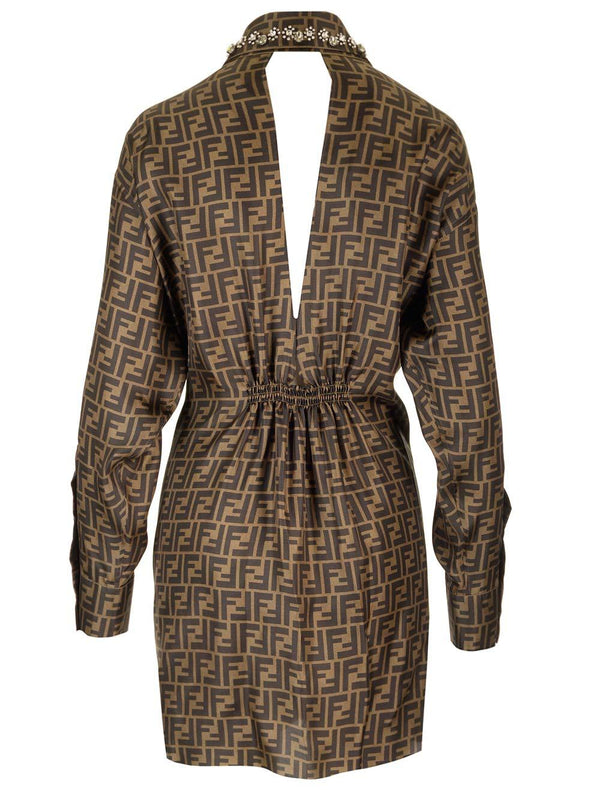 Fendi Brown Twill Shirt Dress - Women - Piano Luigi