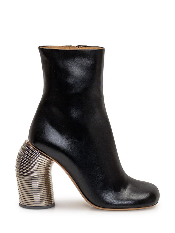 Off-White High Heels Ankle Boots In Black Leather - Women