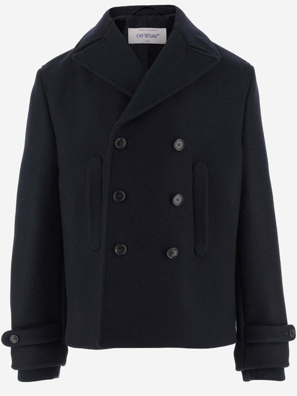 Off-White Double-breasted Long-sleeved Peacoat - Men - Piano Luigi