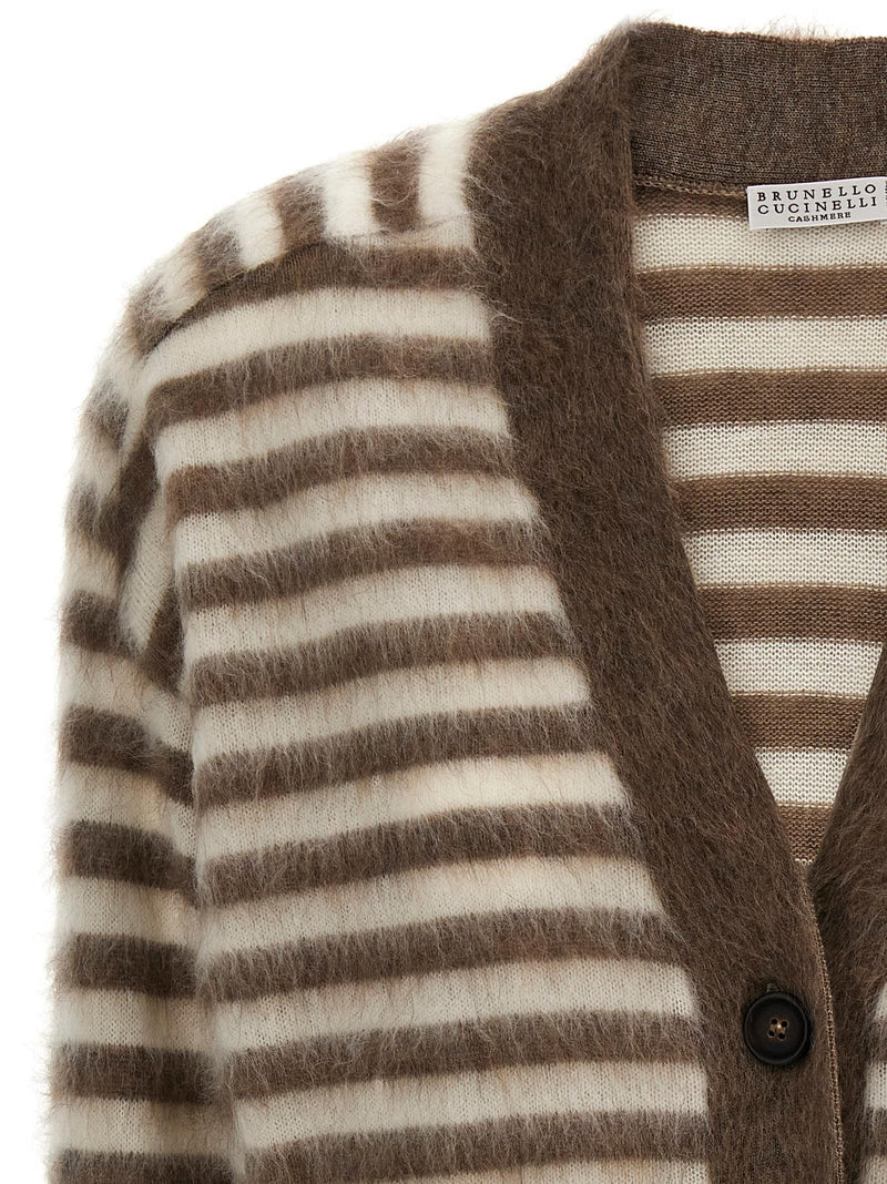 Brunello Cucinelli Striped Cardigan - Women - Piano Luigi