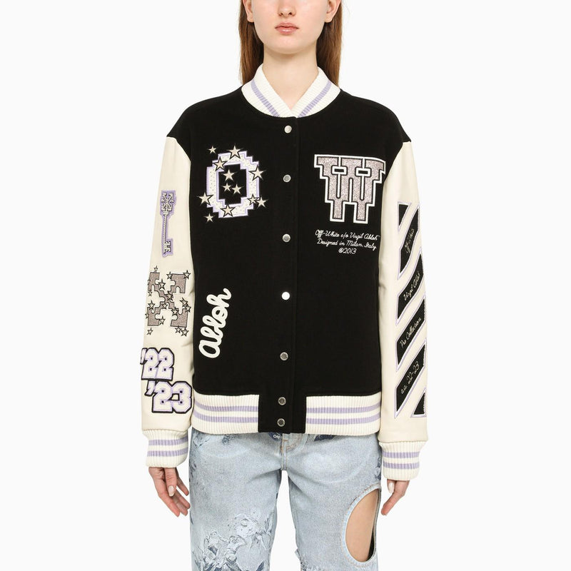 Off-White Black\/white Padded Bomber Jacket - Women - Piano Luigi