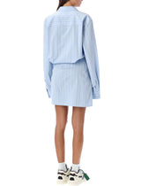 Off-White Stripe Poplin Twist Dress Shirt - Women - Piano Luigi