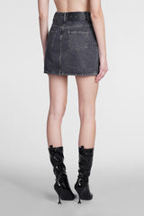 Off-White Skirt In Grey Denim - Women - Piano Luigi