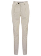 Brunello Cucinelli Garment-dyed Leisure Fit Trousers In American Pima Comfort Cotton With Pleats - Men - Piano Luigi