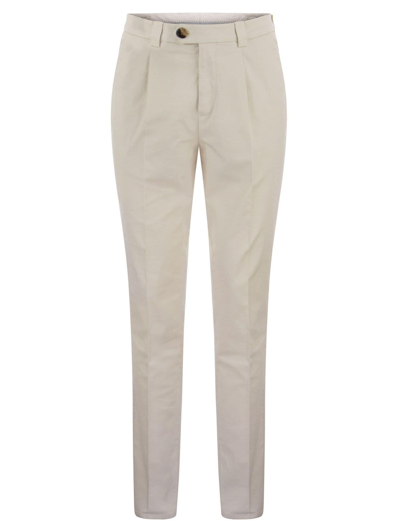 Brunello Cucinelli Garment-dyed Leisure Fit Trousers In American Pima Comfort Cotton With Pleats - Men - Piano Luigi