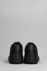 Balmain B-court Sneakers In Black Leather - Men - Piano Luigi