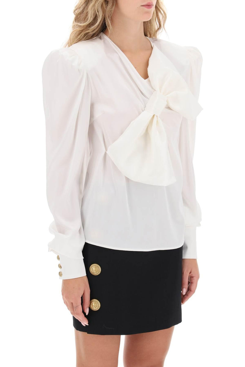 Balmain Satin Blouse With Maxi Bow - Women - Piano Luigi