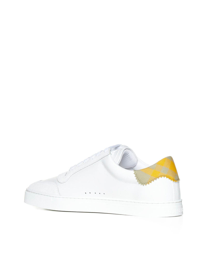 Burberry White Leather Check Sneakers - Men - Piano Luigi