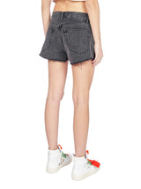 Off-White Logo Frayed Denim Shorts - Women - Piano Luigi