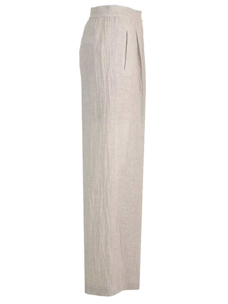 Brunello Cucinelli Wide Leg Linen Trousers - Women - Piano Luigi