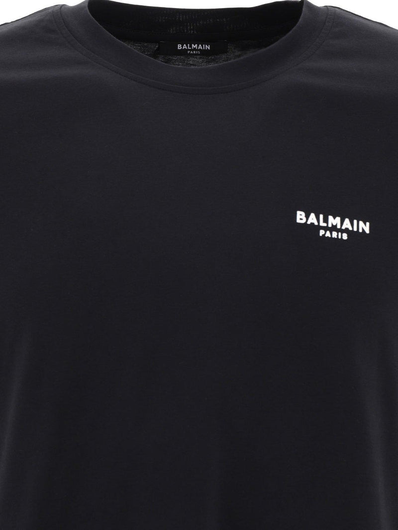 Balmain Logo Flocked Crewneck T-shirt - Men - Piano Luigi