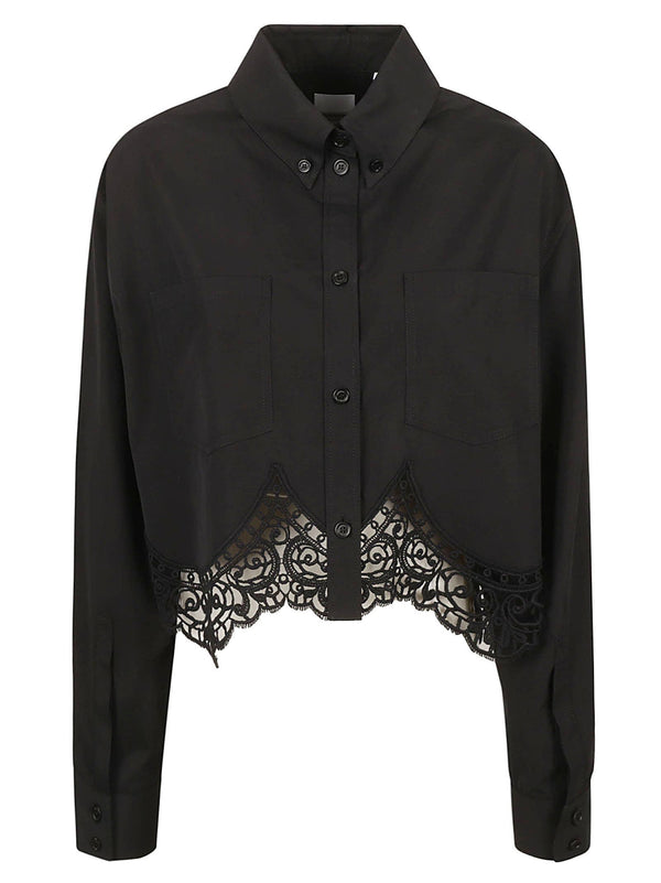 Burberry Lace Asymmetric Hem Crop Shirt - Women - Piano Luigi