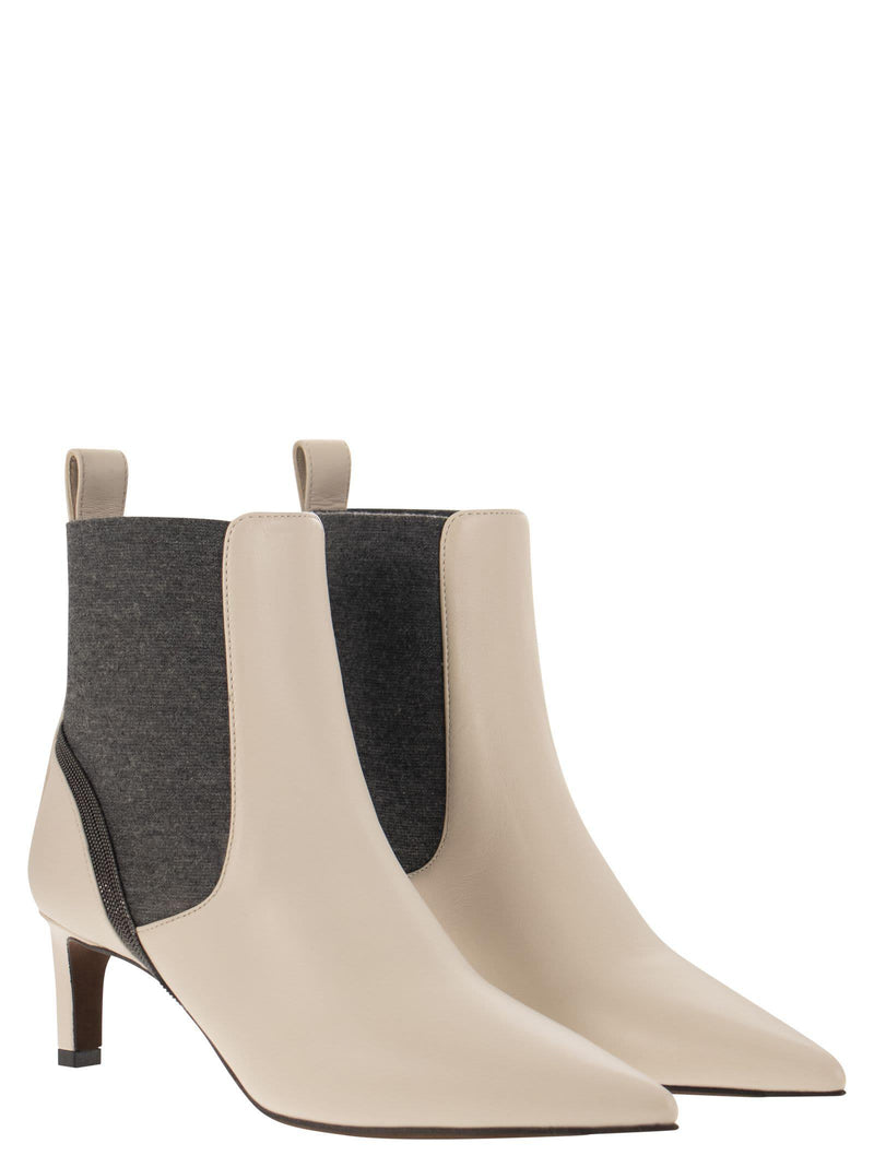 Brunello Cucinelli Leather Heeled Ankle Boots With Shiny Contour - Women - Piano Luigi