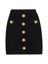 Balmain Black Knit Short Skirt With Gold Buttons - Women - Piano Luigi