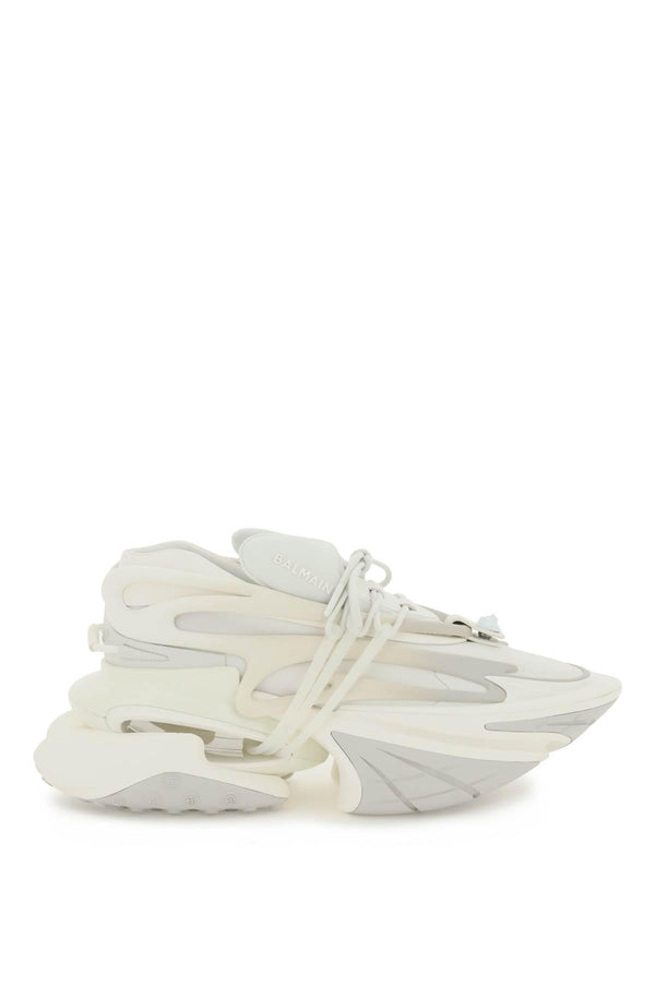 Balmain White Unicorn Sneakers In Leather And Neoprene - Men - Piano Luigi