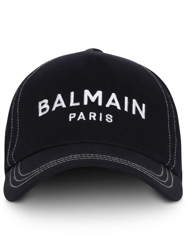 Balmain Blue Baseball Hat With White Logo - Men - Piano Luigi